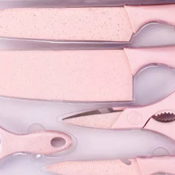 💝 PINK CERAMIC KITCHEN KNIFE SET (6 PIECE) CUTE STAINLESS STEEL - Picture 11 of 11